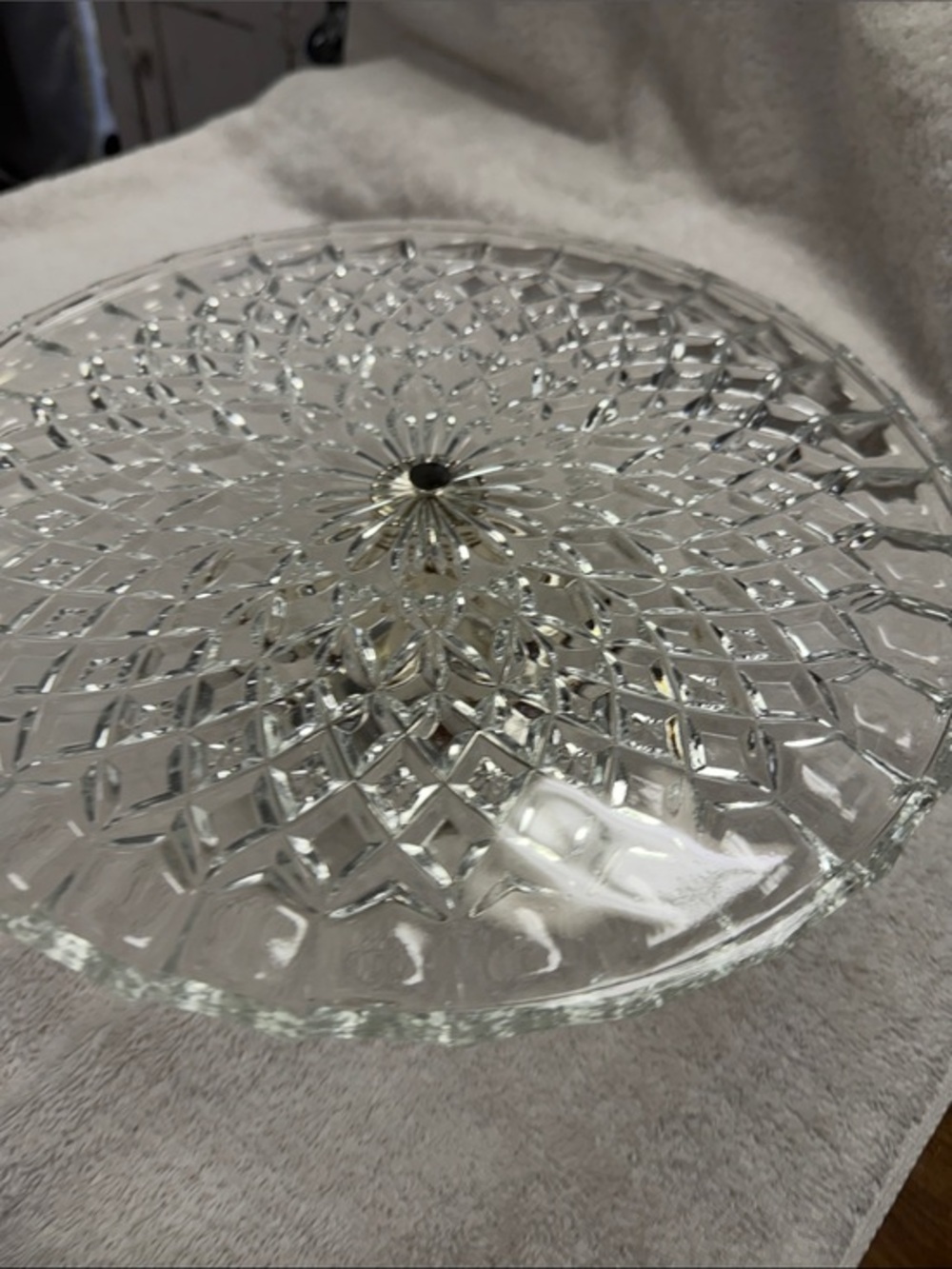 Vintage Brama England Crystal Cake Stand Silver Pedestal 11”